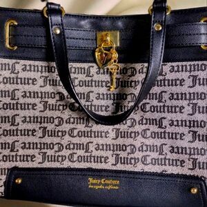 Juicy Couture Handbag (Black) with logo all over .